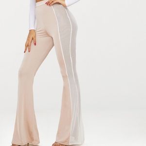 Pretty Little Thing PLT Champagne Flare Mesh Pants